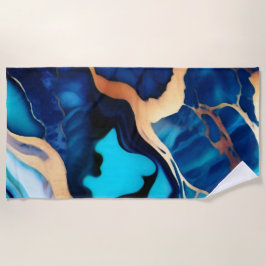 Toalla De Playa Flamante dorado azul trenzado