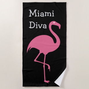Toalla De Playa Flamenco femenino divertido del rosa de la diva