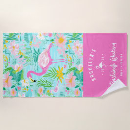 Toalla De Playa Flamenco Veraniego Elegante | Fin de Semana de Des