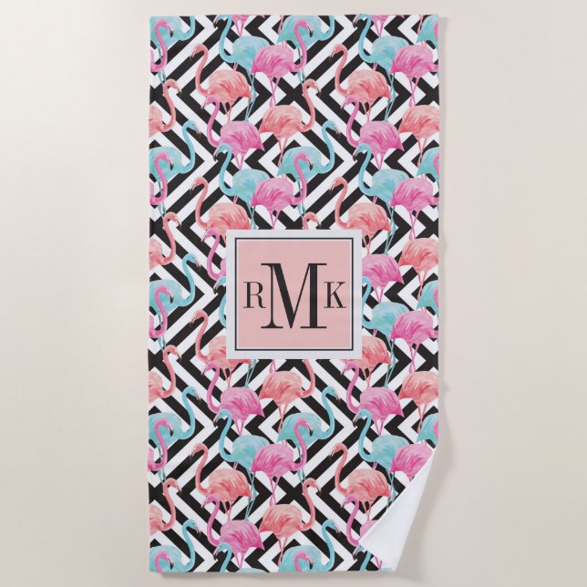 Toalla De Playa Flamencos en modelo intrépido del diseño (Anverso)
