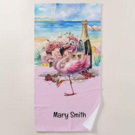 Toalla De Playa Flamingo en la playa
