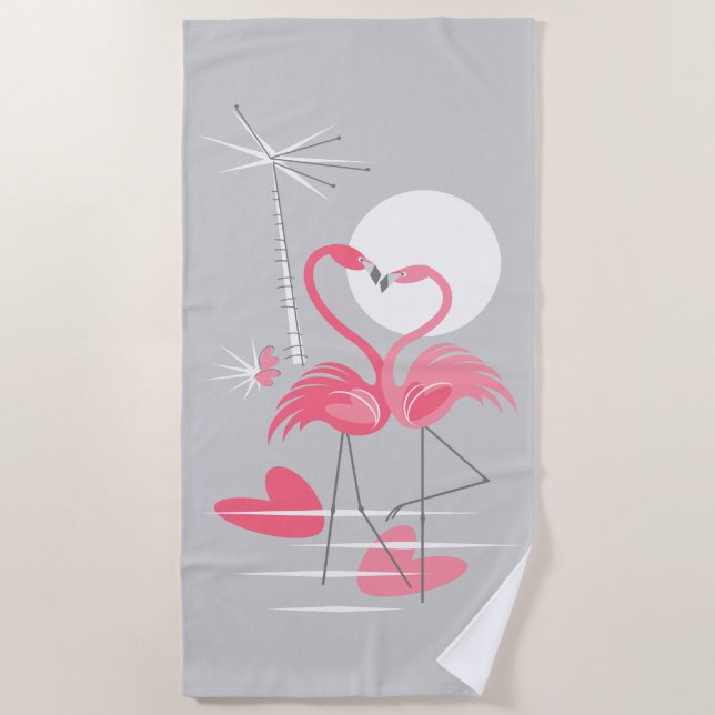 Toalla de playa Flamingo Love (Anverso)