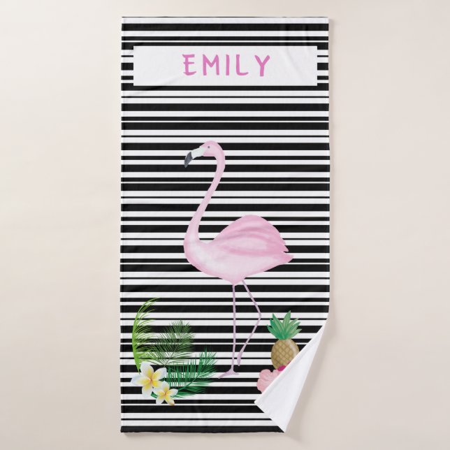 Toalla de playa Flamingo personalizada (Toalla de baño)