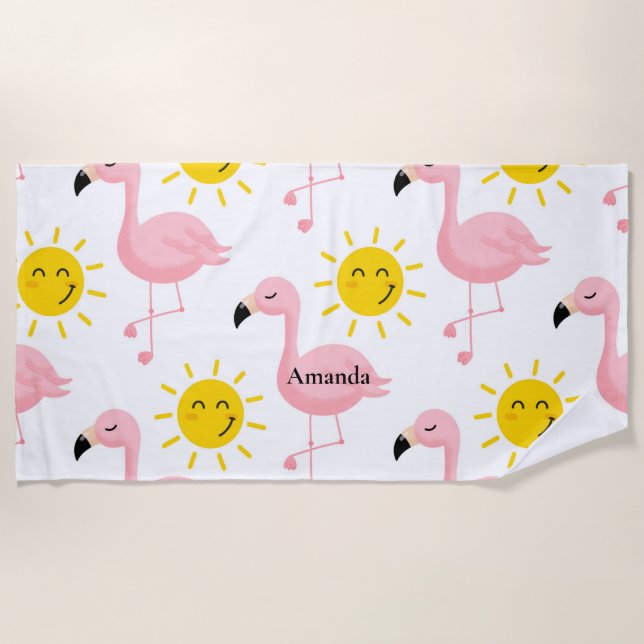 Toalla De Playa Flamingo Personalizado de Soltera para Despedida d (Anverso)