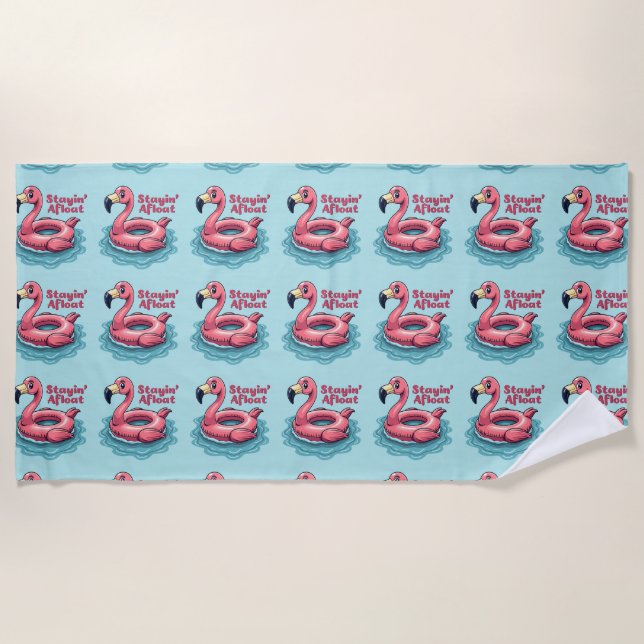 Toalla De Playa Flamingo Retro Float Funny Summer (Anverso)