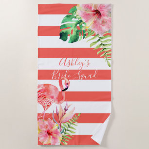 TOALLA DE PLAYA FLAMINGOS DE PINK PINK, TEMA TROPICAL