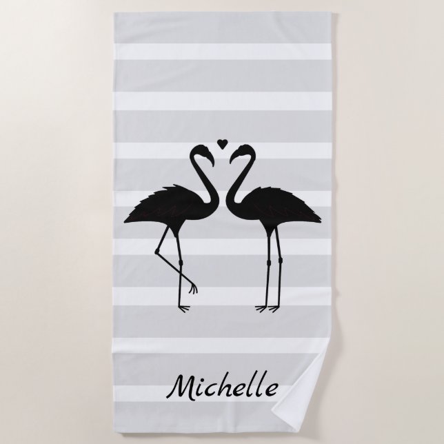 Toalla De Playa Flamingos Personalizados (Anverso)