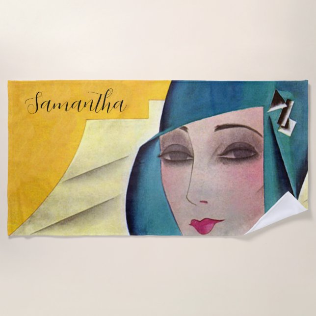 Toalla De Playa Flapper en Gorra morado (Anverso)