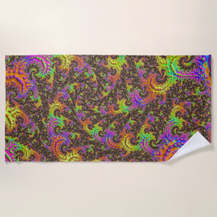 Toalla De Playa Flashy Colorful Spiral Resumen Fractal Digital