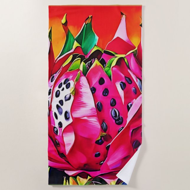 Toalla De Playa Flauta de fruta de dragón exótica (Anverso)
