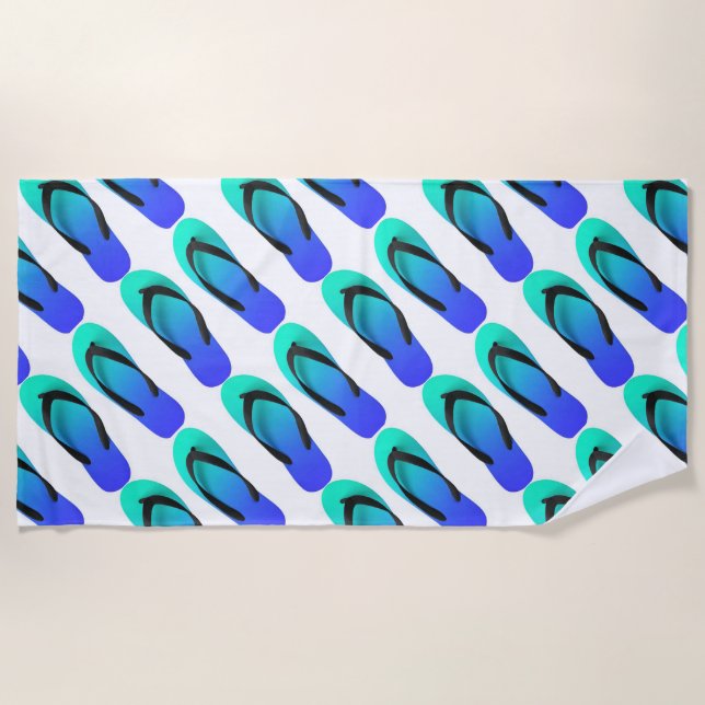 Toalla De Playa Flip Flops azules en verano (Anverso)