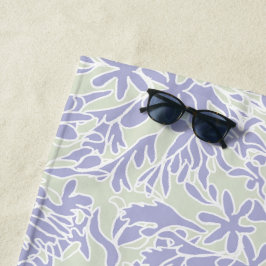 Toalla De Playa Flor de Agapanthus Lavanda Verde Sage
