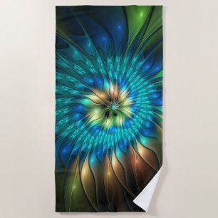Toalla De Playa Flor de fantasía luminosa, fragancia abstracta col