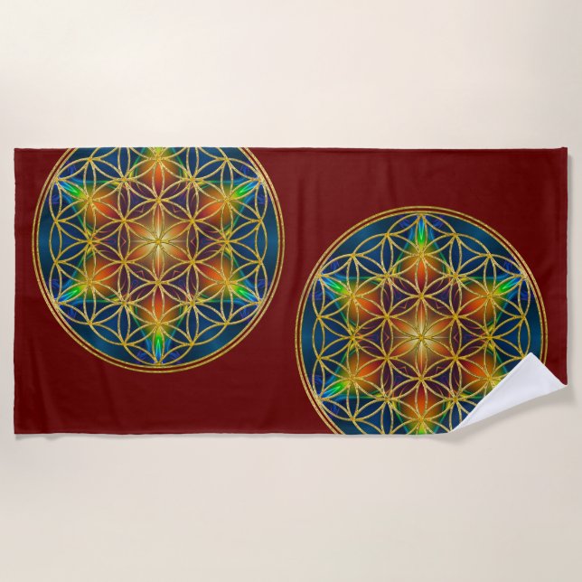 Toalla De Playa FLOR DE LA VIDA - Flor fractal 1 (Anverso)