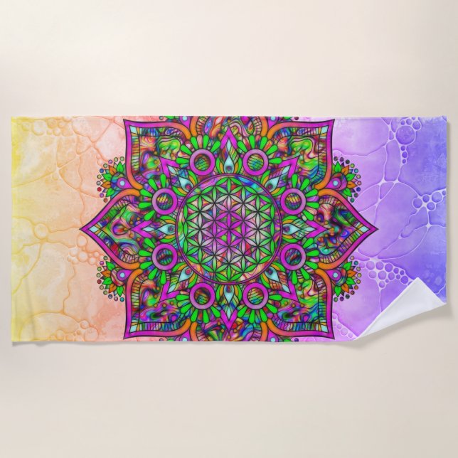 Toalla De Playa Flor de la Vida - Mandala Indio 1 (Anverso)