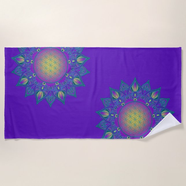 Toalla De Playa Flor de la Vida - Mandala Indio 3 (Anverso)
