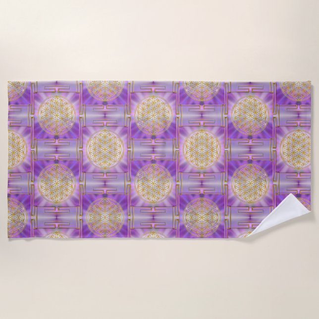 Toalla De Playa FLOR DE LA VIDA - Patrón continuo yantra (Anverso)