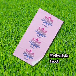Toalla De Playa Flor de loto rosa tu texto