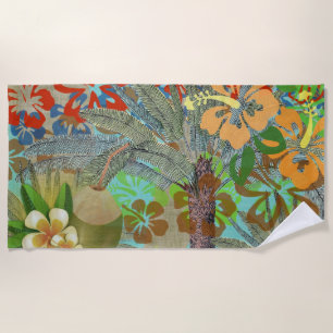 Toalla De Playa Flor Hawai Hula Vintage Floral Gráfico