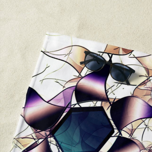 Toalla De Playa Flor virtual confusa en tonos degradados (In situ)