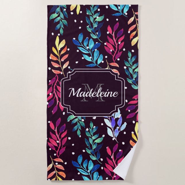 Toalla De Playa Flora acuarela (Anverso)