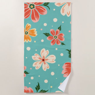 Toalla De Playa Floral Azul Tropical