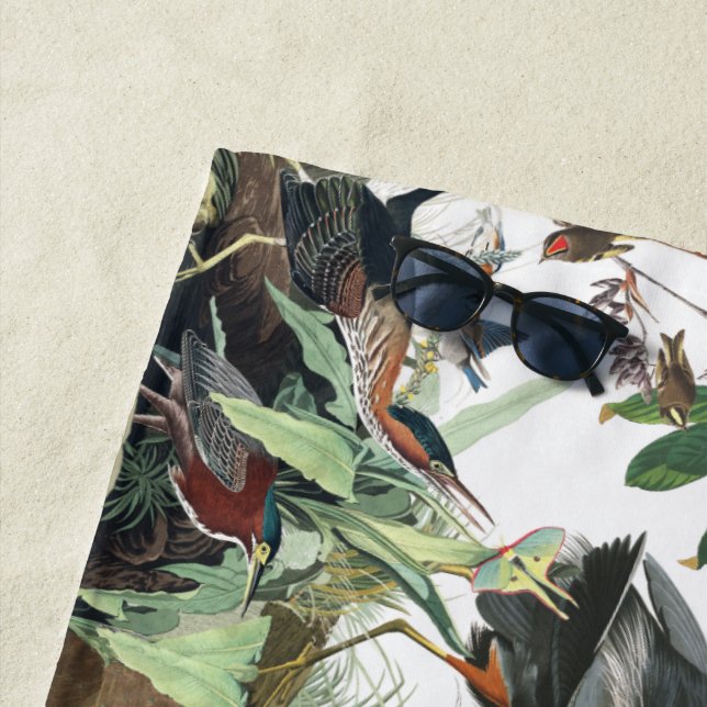 Toalla de playa floral de la fauna de los pájaros (In situ)