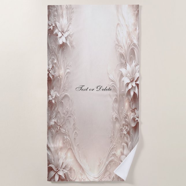 Toalla de playa Floral de marfil blanco (Anverso)