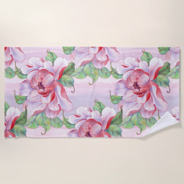 Toalla De Playa Floral estética (Anverso)