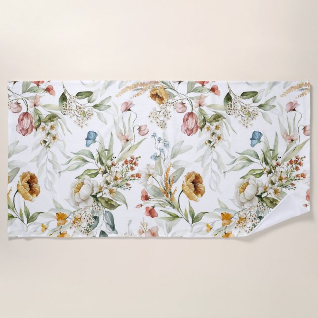Toalla De Playa Floral estética (Anverso)