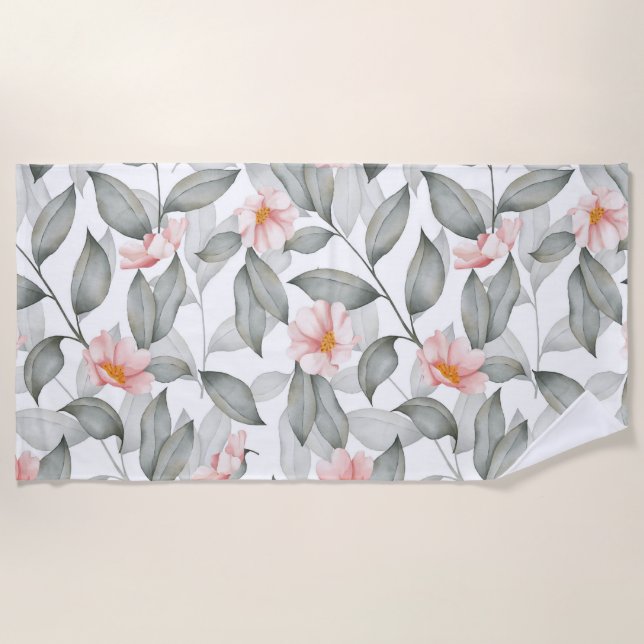 Toalla De Playa Floral estética (Anverso)
