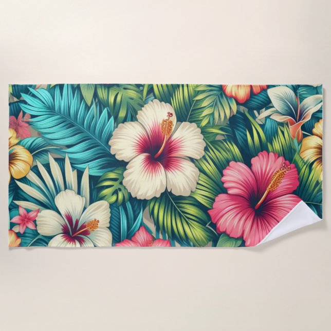 Toalla De Playa Floral hawaiano/tropical (Anverso)