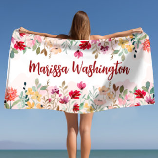 Toalla De Playa Floral personalizada