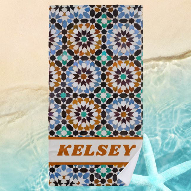 Toalla De Playa Floral Retro De Estilo Moderno (Subido por el creador)