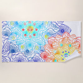 Toalla De Playa Floral roja y azul