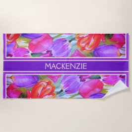 Toalla De Playa Floral rosa