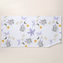 Toalla de playa floral suave púrpura y amarillo
