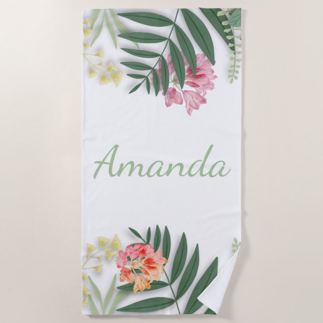Toalla De Playa Floral tropical (Anverso)
