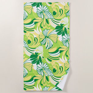 Toalla De Playa Floral tropical hawaiana de selva hibiscus - Lime