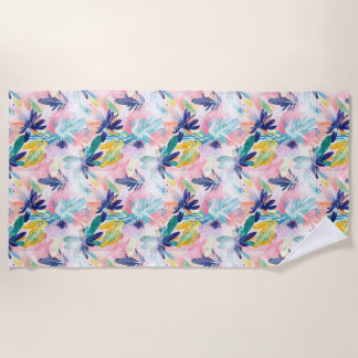 Toalla de playa floral tropical pastel