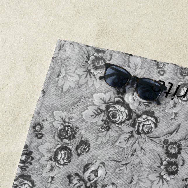 Toalla De Playa Florales Gris de Lotsa Personalizadas (In situ)