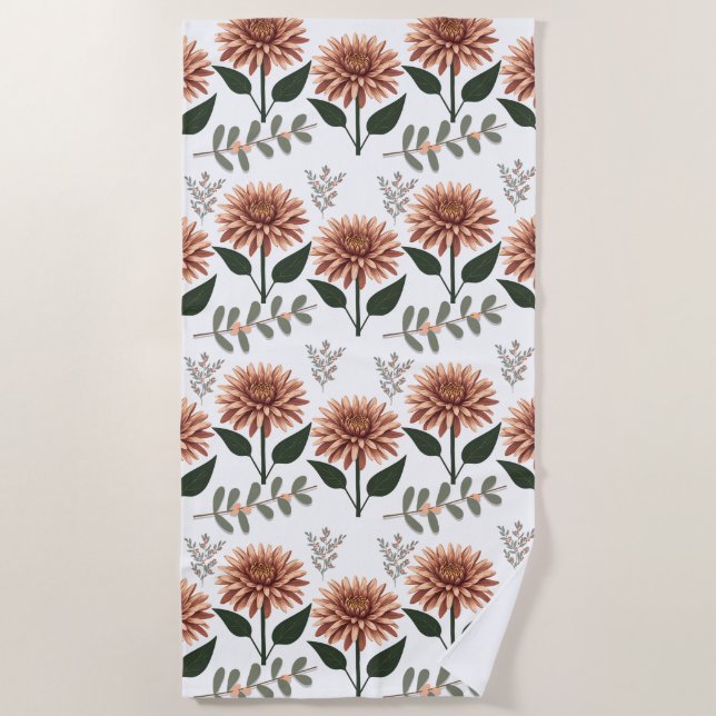 Toalla De Playa Florales Muster mit Dahlien (Anverso)