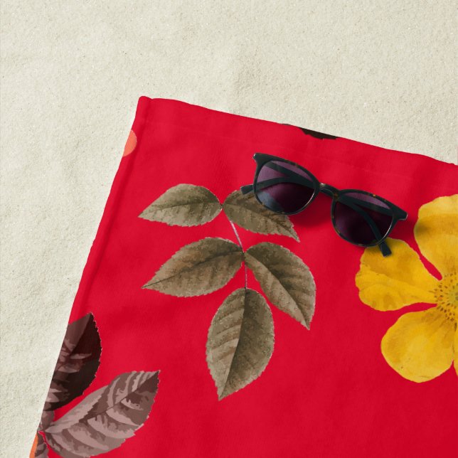 Toalla De Playa Flores amarillas y rosas blancas 13 (In situ)