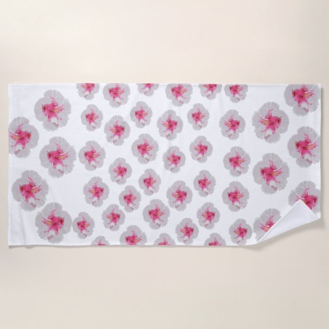 Toalla De Playa Flores blancas de Hibiscus (Anverso)