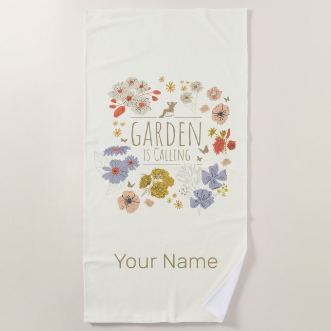 Toalla De Playa Flores botánicas de jardín para mamá y papá jardin (Anverso)