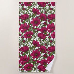 Toalla De Playa Flores Cosmos rosadas