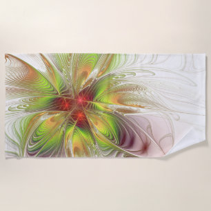 Toalla De Playa Flores de fantasía fractal blandas y tendientes