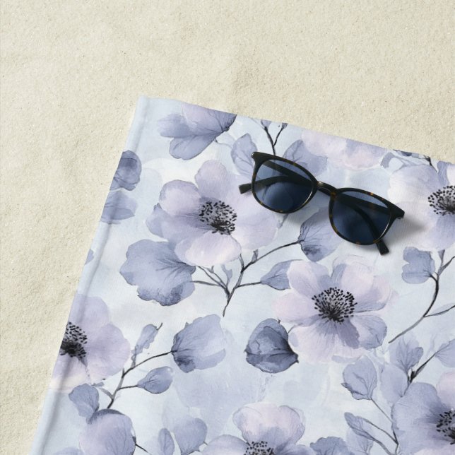 Toalla De Playa Flores de lavanda morada (In situ)