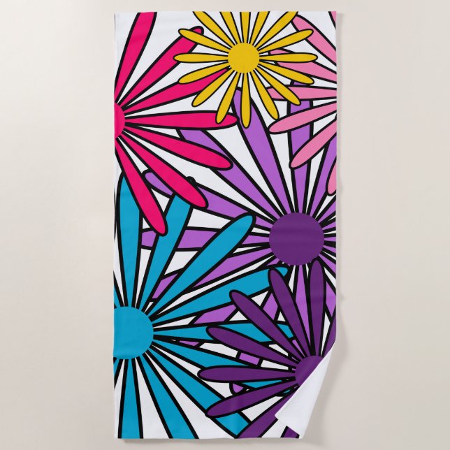 Toalla De Playa Flores de los años 1970 (Anverso)