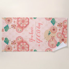 Toalla De Playa Flores de manantial de color rosa floral